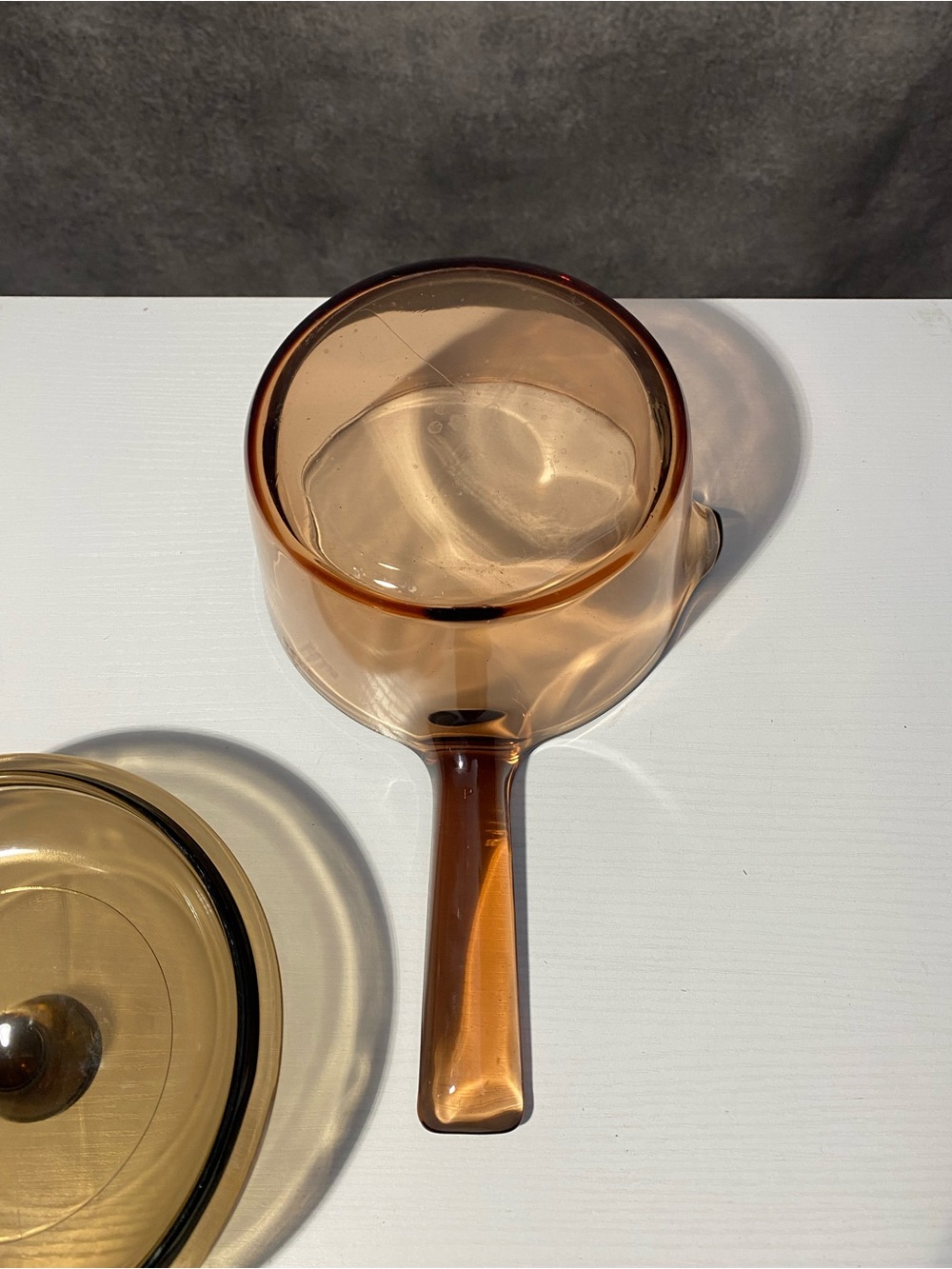 Vintage Corning Visions Amber Glass Saucepan 1L 1 Quart Pot Pour Spout W/ Lid - Picture 10 of 11